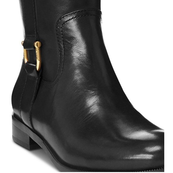 NEW Lauren Ralph Lauren Black Leather Boots - Picture 7 of 9